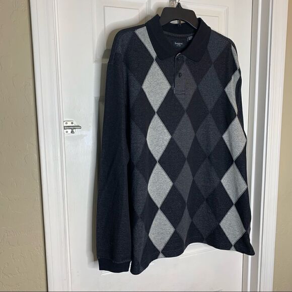 Haggar Mens Collared Argyle Shirt Size XL - Picture 2 of 9